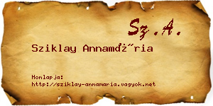 Sziklay Annamária névjegykártya